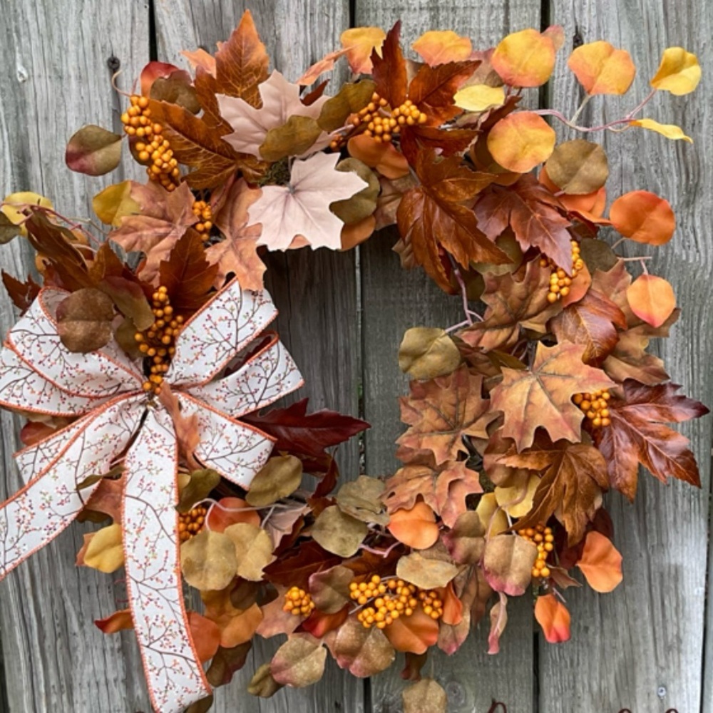 Autumn Harvest Wreath with Bow